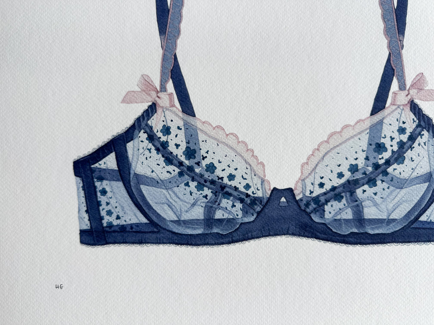 hand-embellished print brasier azul