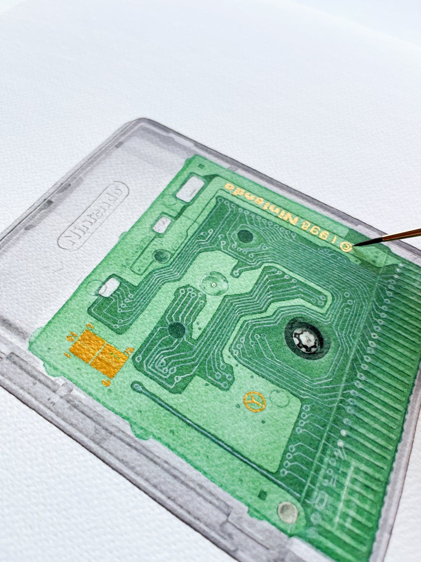 hand-embellished cartridge print