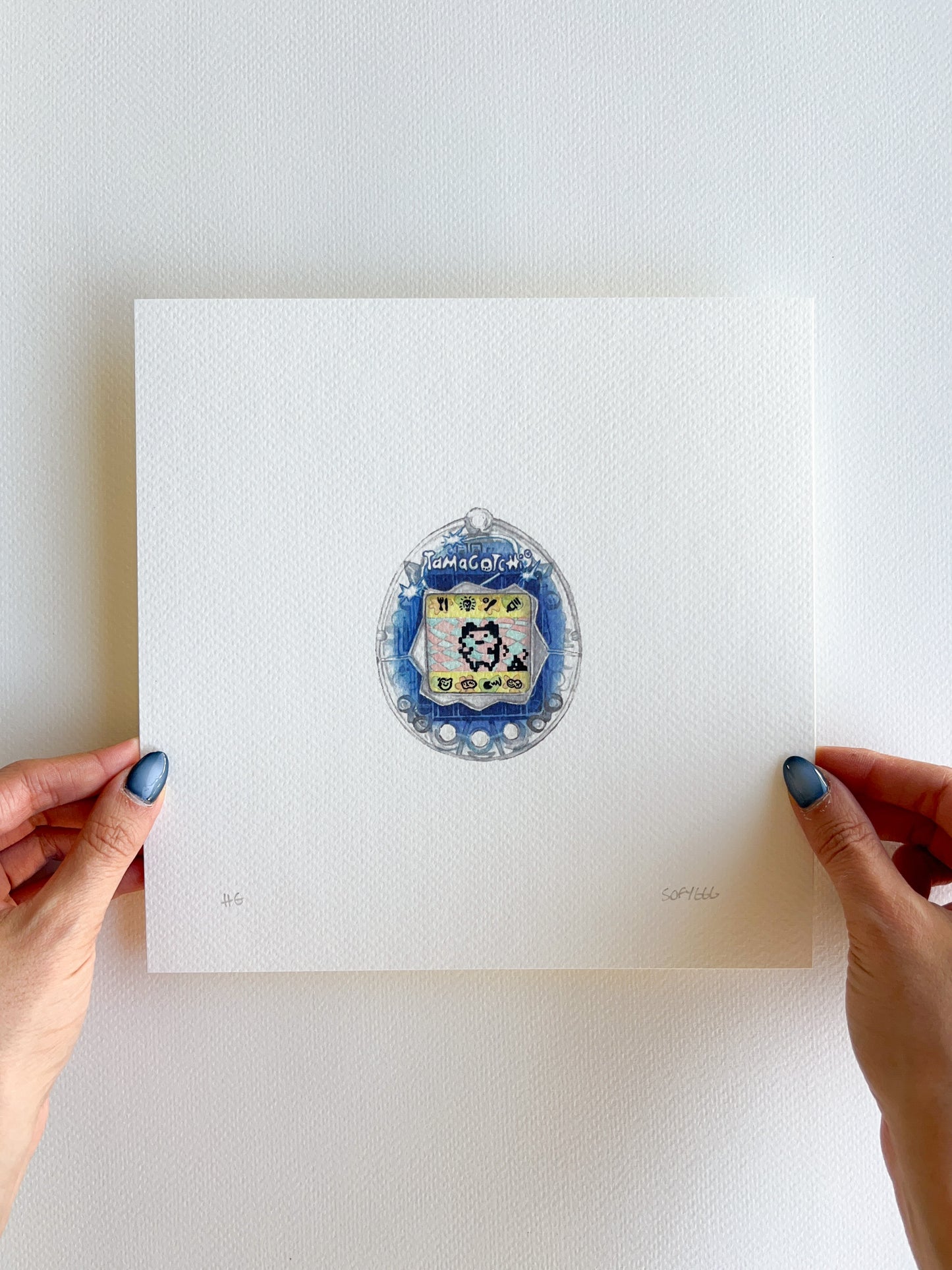 hand-embellished tamagotchi print