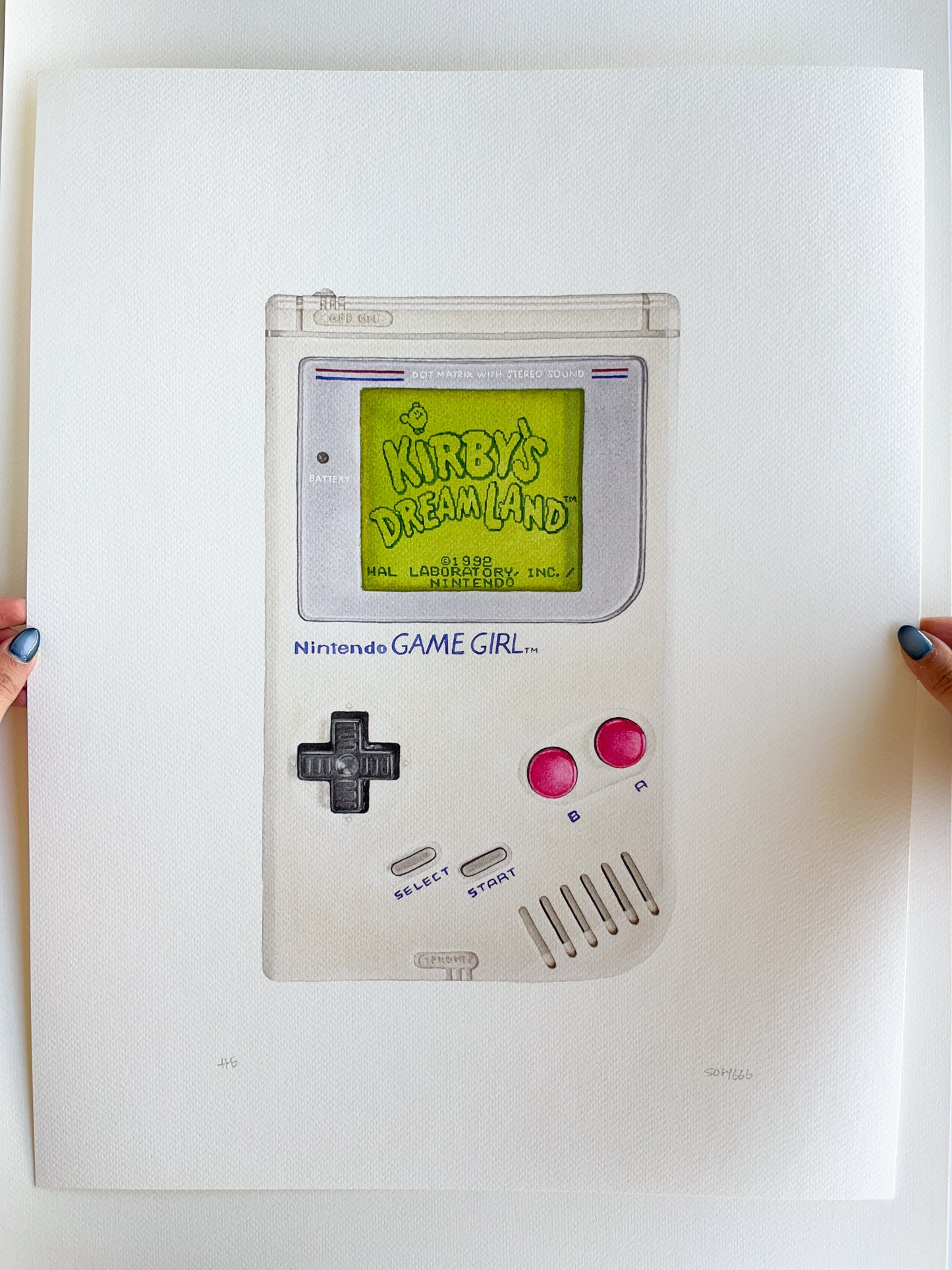 hand-embellished game girl print
