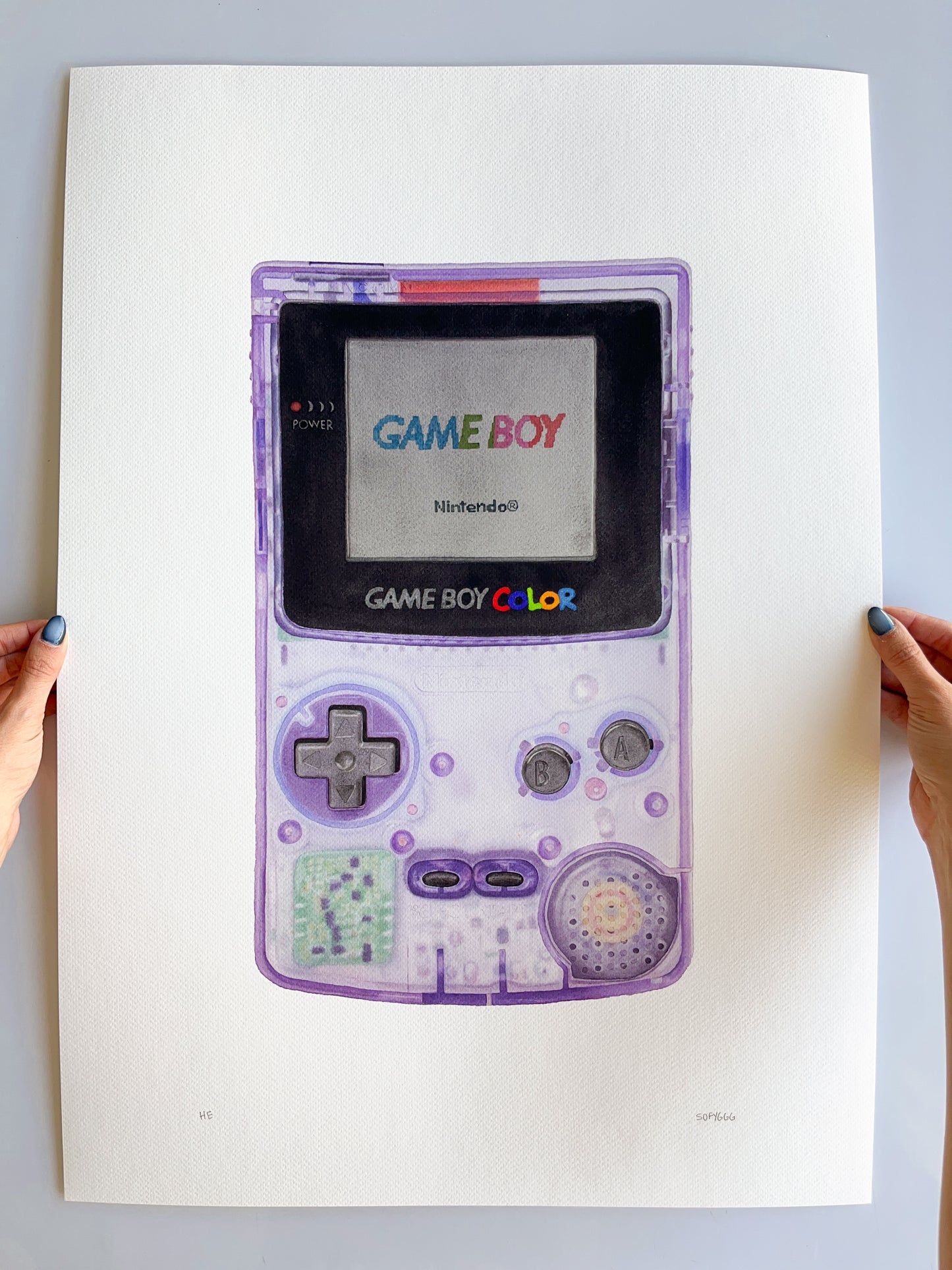 hand-embellished gameboy color print