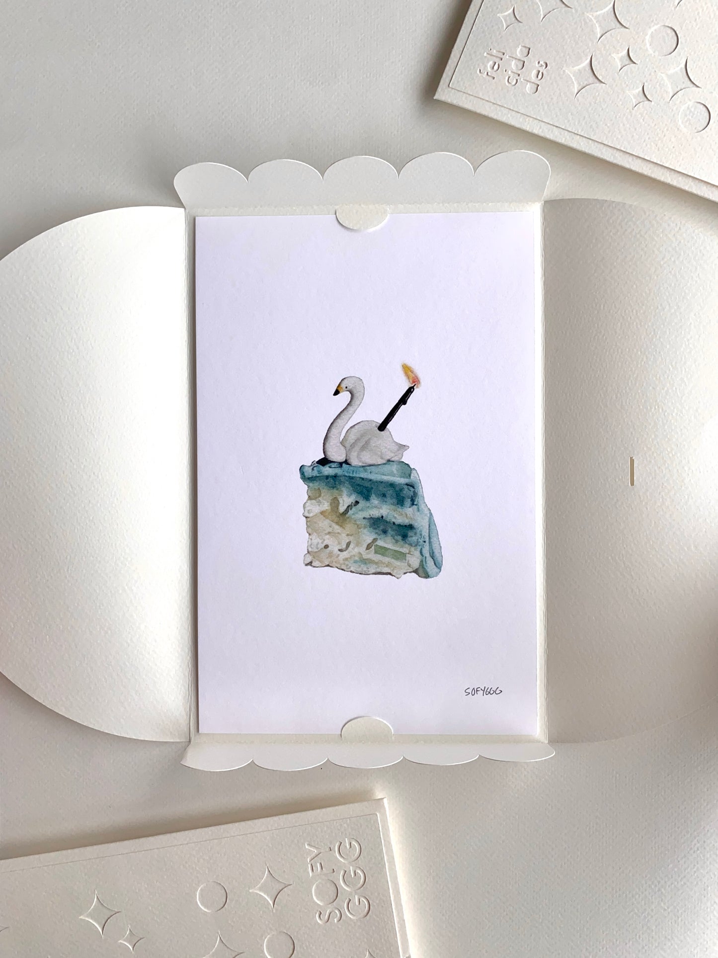 swan cake birthday card