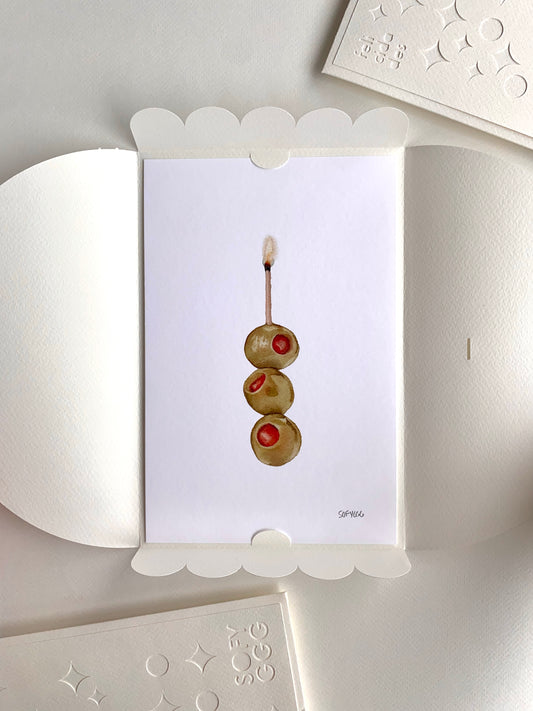 olive cake birthday card