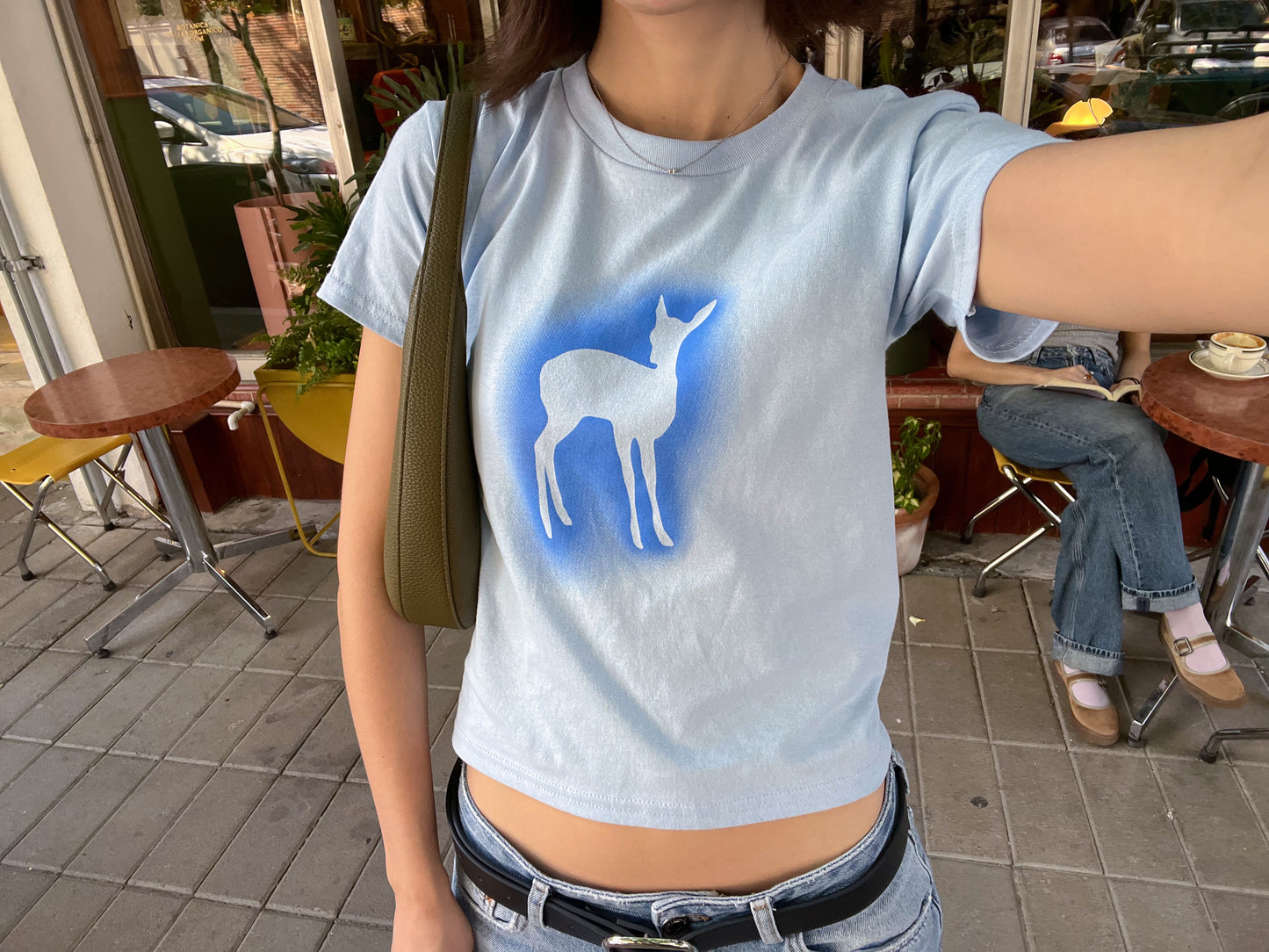 deer in the headlights baby tee