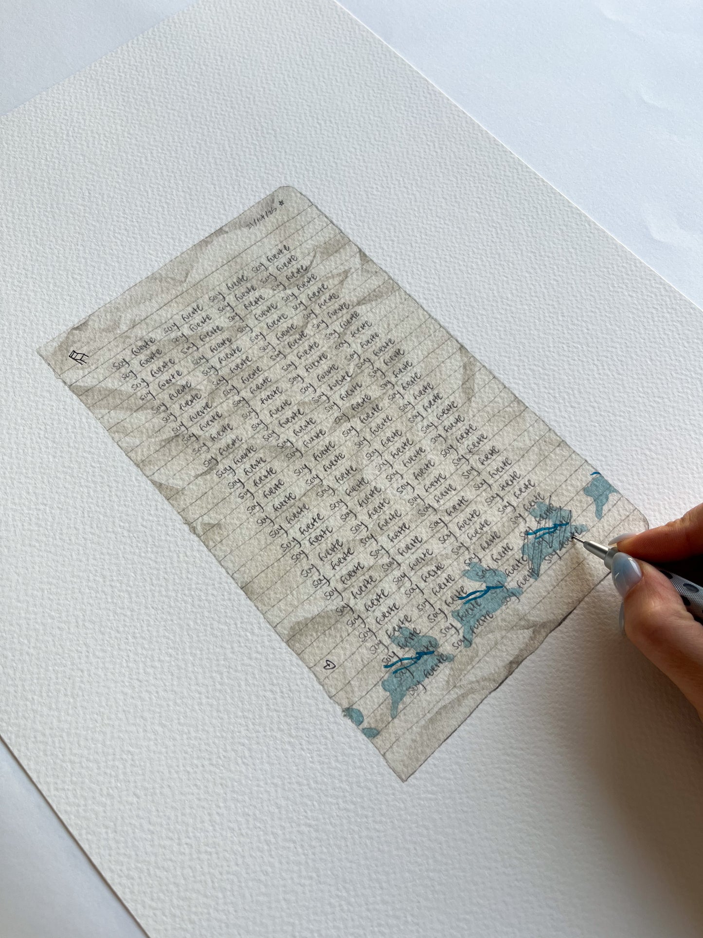 hand-embellished print soy fuerte