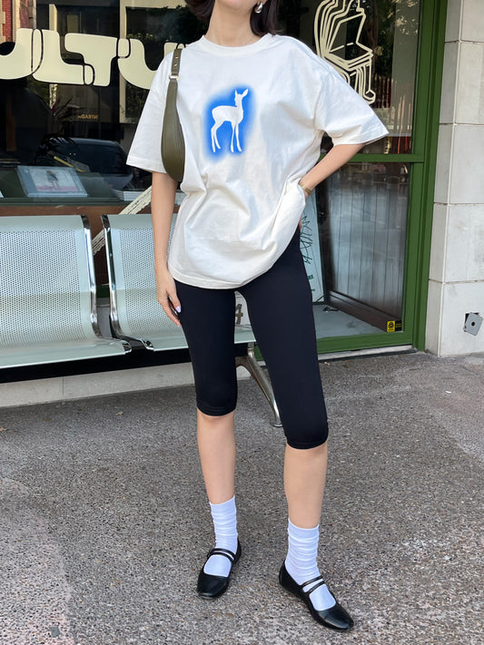 deer in the headlights oversized tee