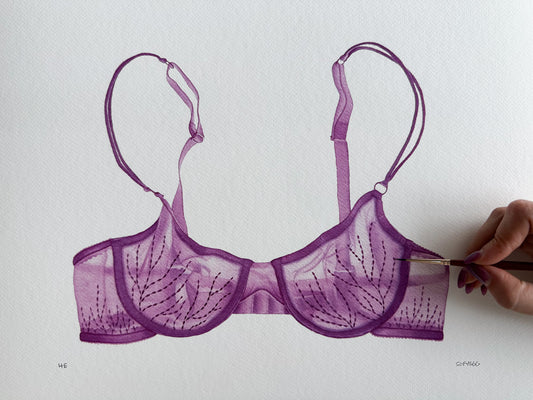 hand-embellished print brasier morado