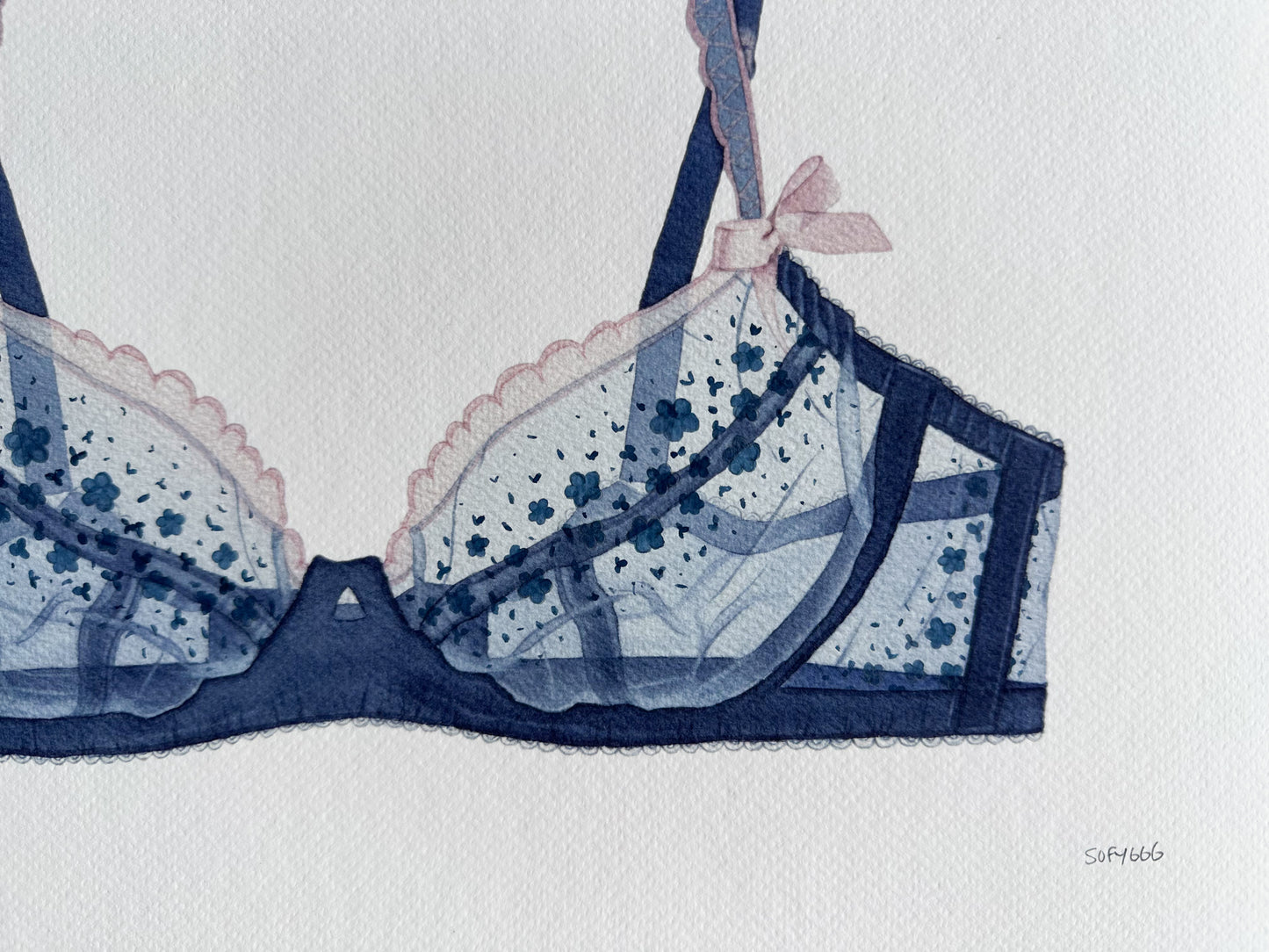 hand-embellished print brasier azul