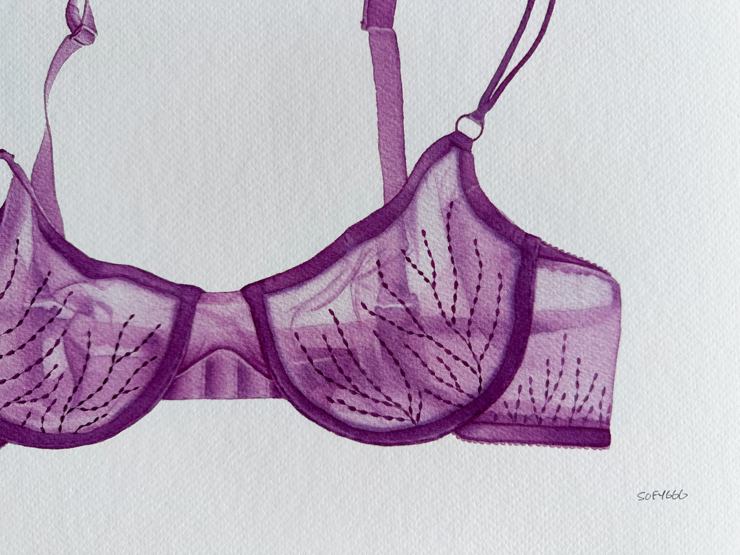 hand-embellished print brasier morado