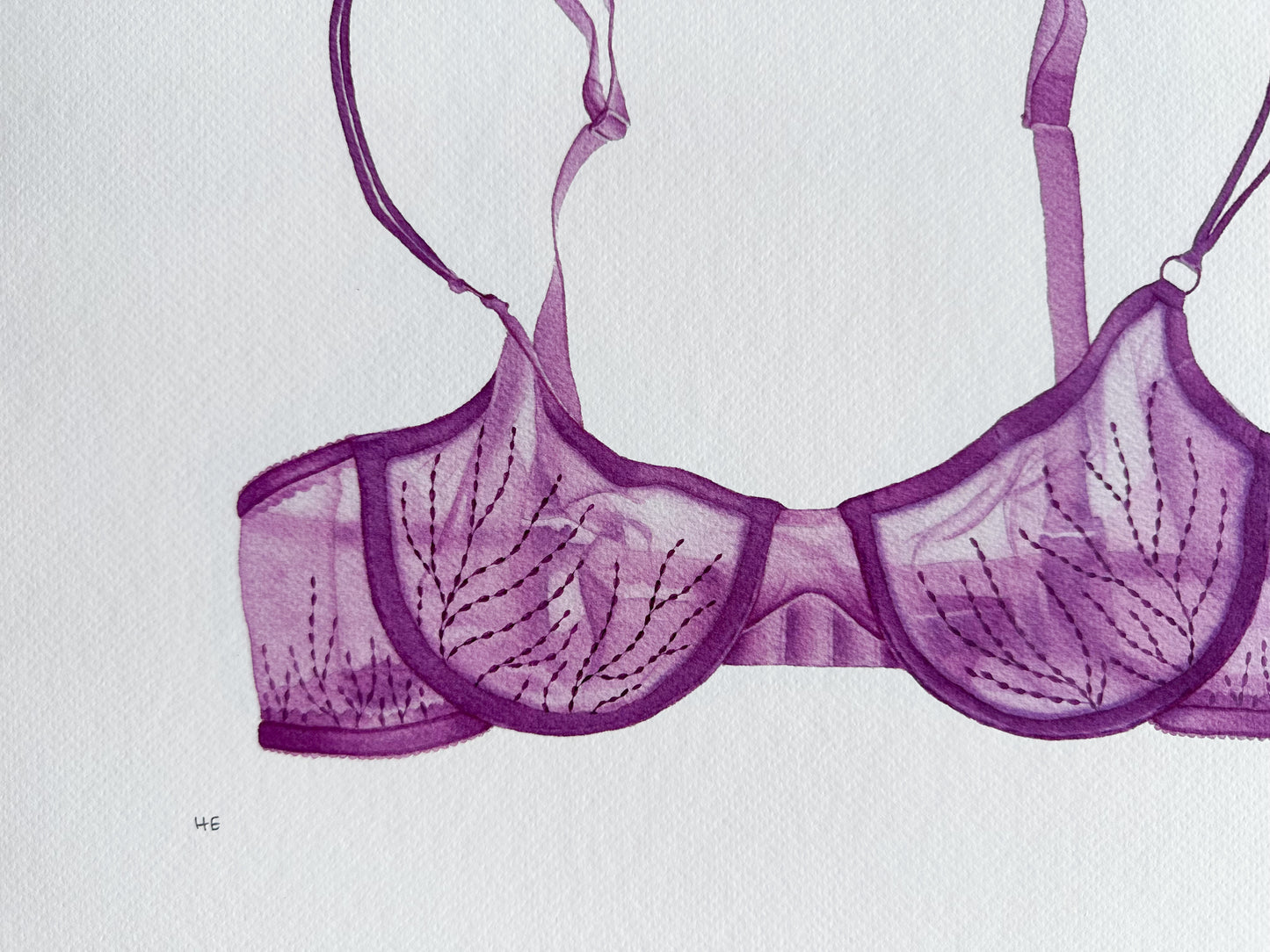 hand-embellished print brasier morado