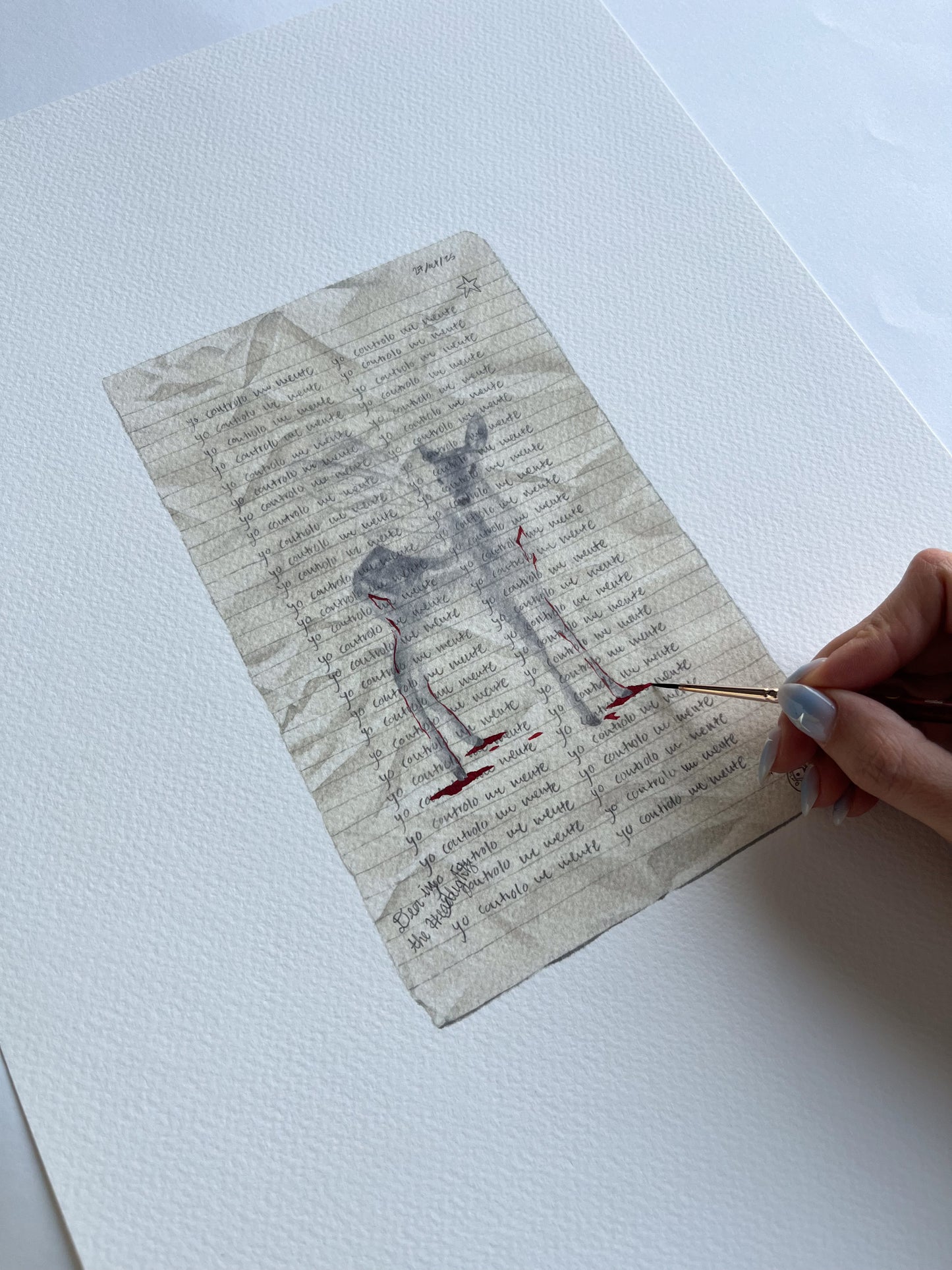 hand-embellished print deer in the headlights