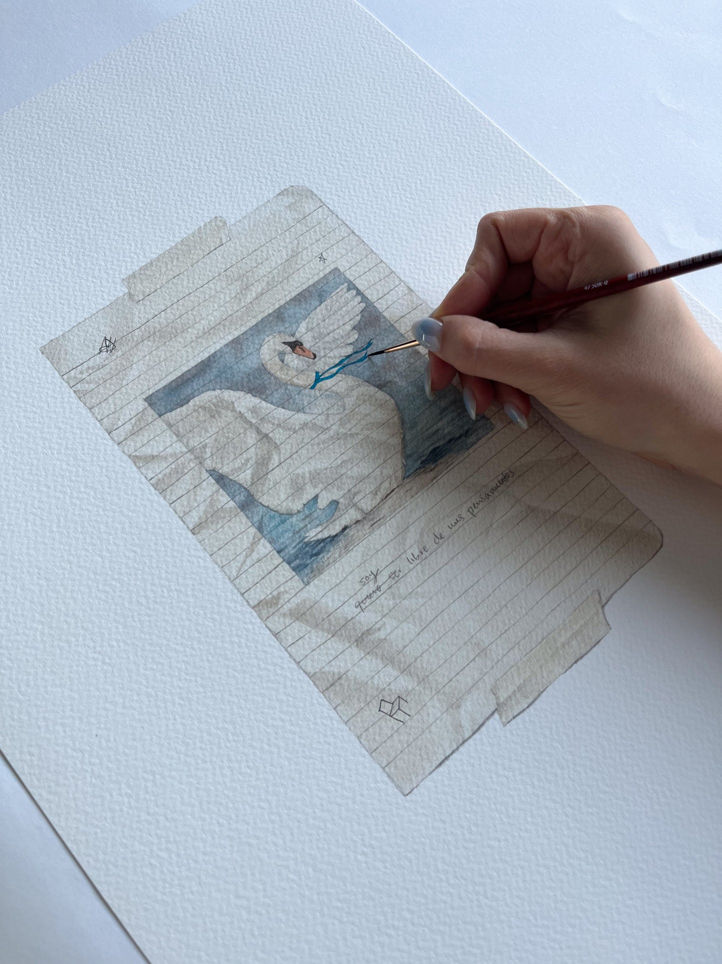 hand-embellished print cisne negro