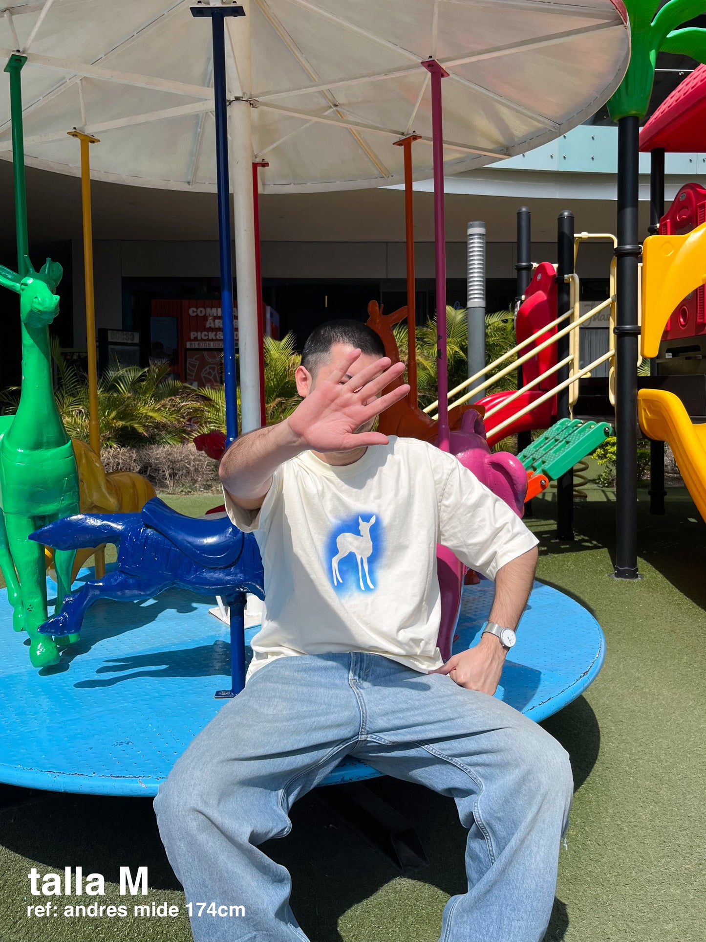 deer in the headlights oversized tee