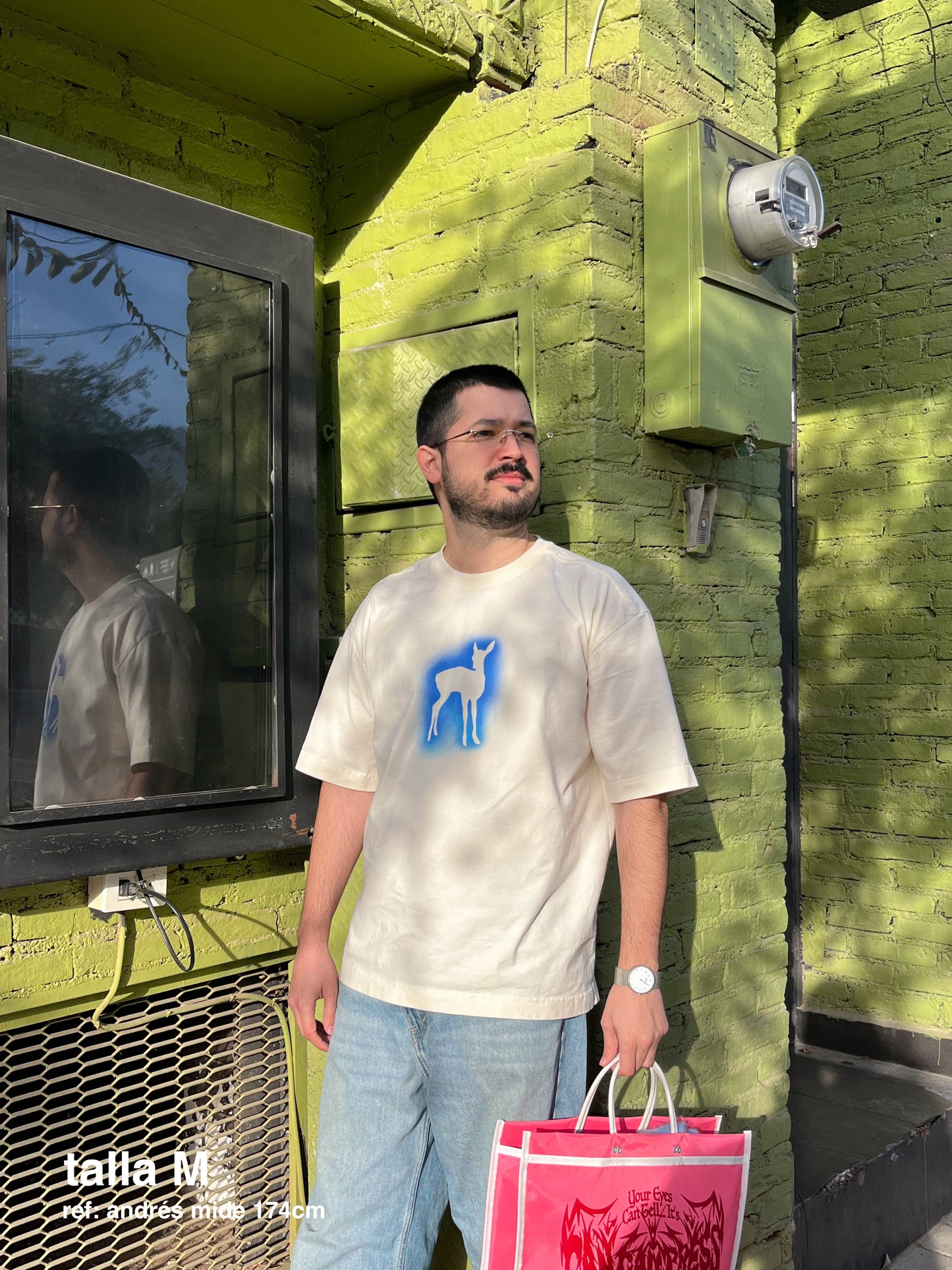 deer in the headlights oversized tee